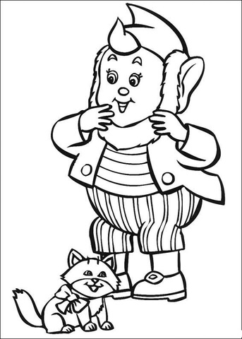 Big Ears And The Cat  Coloring Page